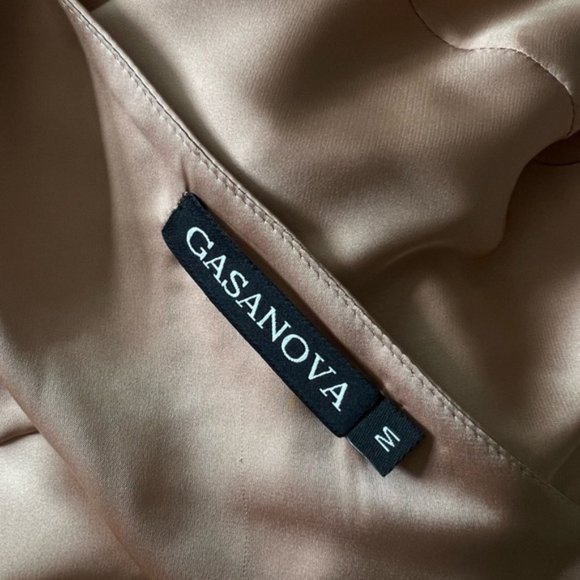 Gasanova Dusty Rose Asymmetric V-Neck Sleeveless Silk Slip Dress Size Medium - Picture 4 of 5